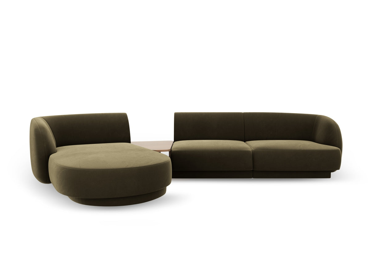 Miley Velour modulares Sofa links 3 Sitzer in Green-Bluvel präsentiert im Onlineshop von KAQTU Design AG. L-Sofa links ist von Micadoni