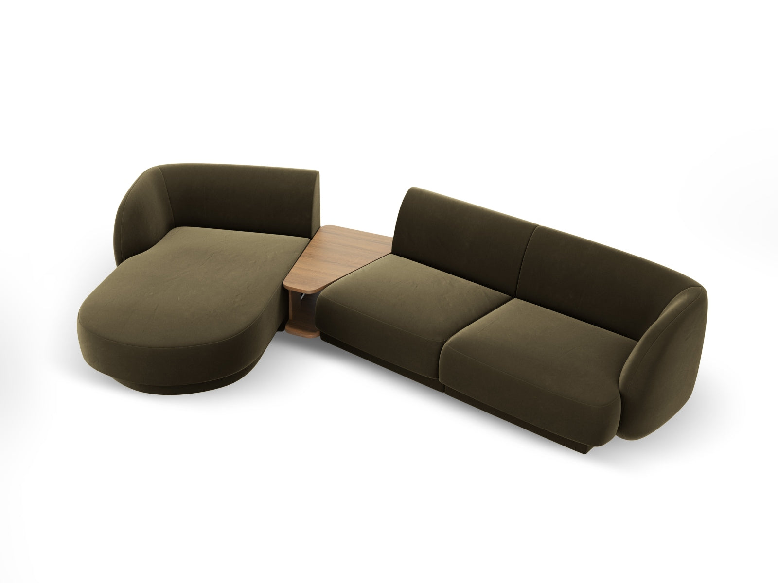 Miley Velour modulares Sofa links 3 Sitzer in Green präsentiert im Onlineshop von KAQTU Design AG. L-Sofa links ist von Micadoni