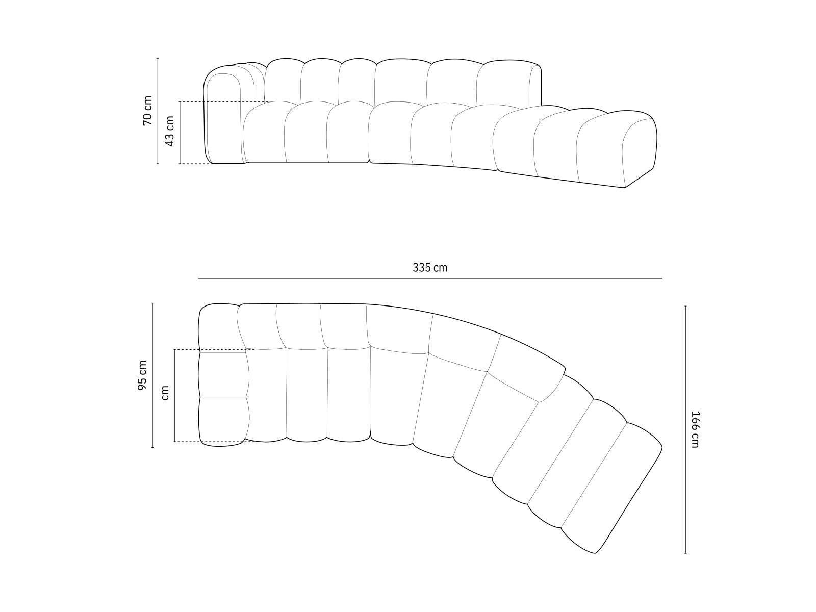 Elegantes, modulares 5-Sitzer Sofa Lupine in Weiß-Baloo, ideal für stilvolle Wohnräume, präsentiert von Micadoni.