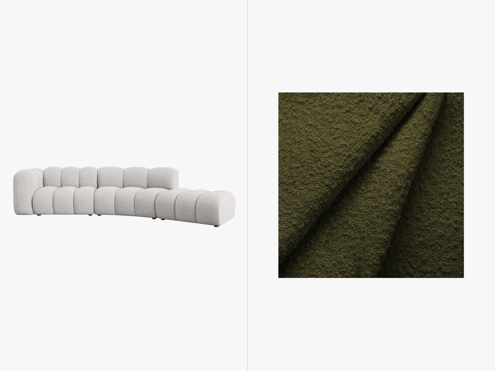 Lupine Modulares Sofa rechts 5 Sitzer in Dark Olive Green-Baloo präsentiert im Onlineshop von KAQTU Design AG. L-Sofa rechts ist von Micadoni