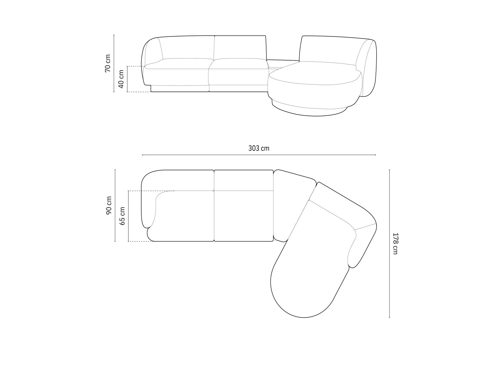 Miley Modulares Sofa rechts 3 Sitzer in Dark Olive Green präsentiert im Onlineshop von KAQTU Design AG. L-Sofa rechts ist von Micadoni