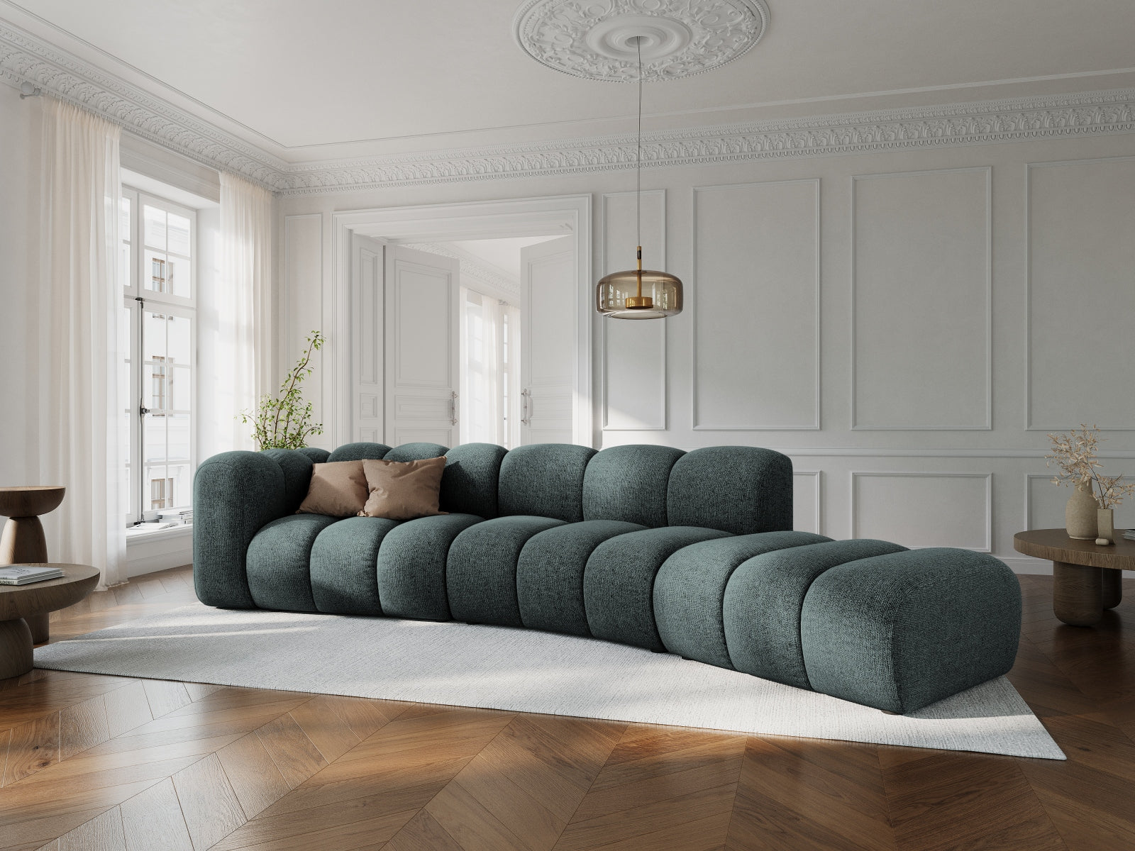 Lupine Modulares Sofa rechts 5 Sitzer in Petrol präsentiert im Onlineshop von KAQTU Design AG. L-Sofa rechts ist von Micadoni