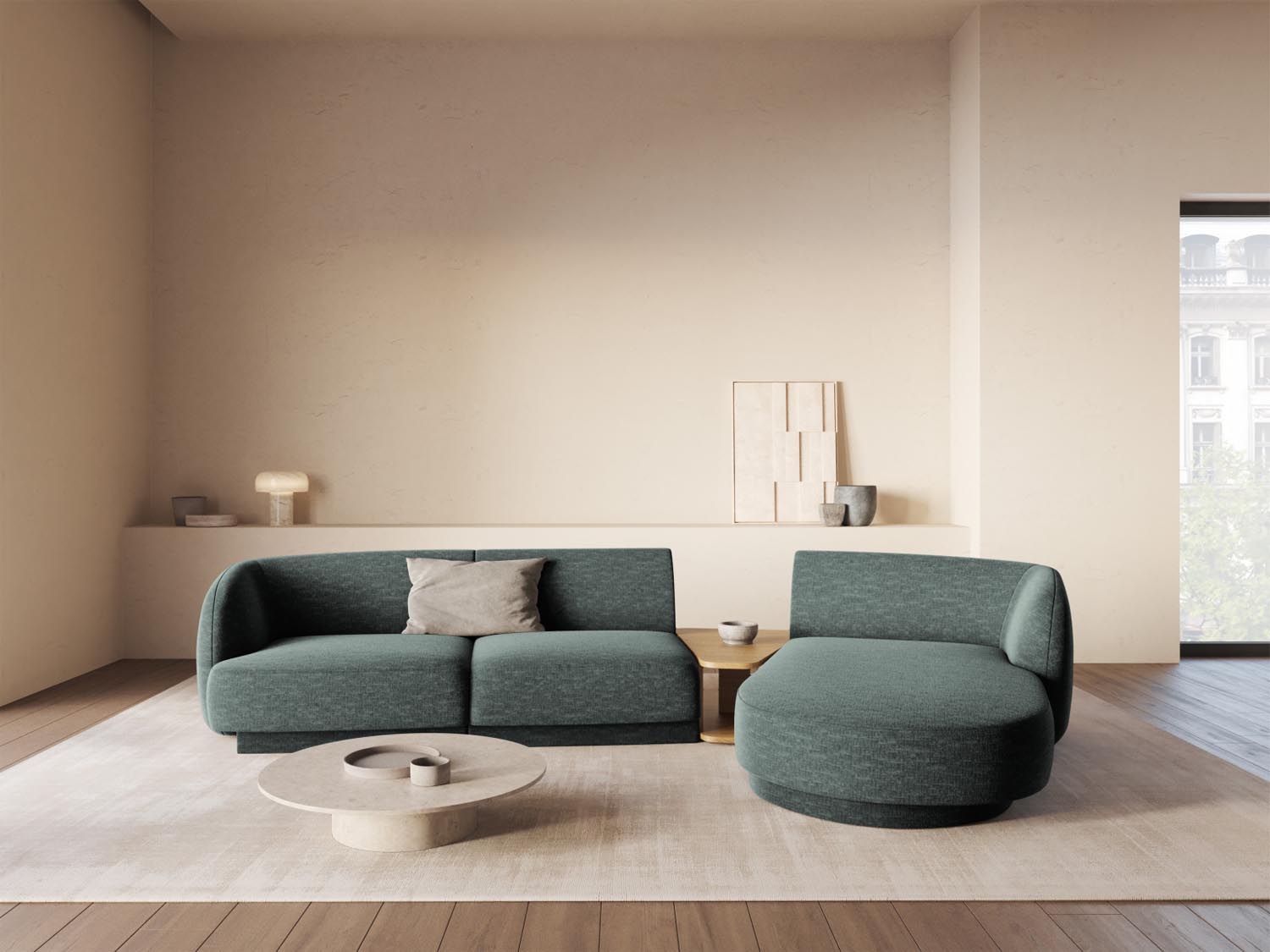 Elegantes Miley Modulares Sofa in Petrol-Haga, 3-Sitzer, rechtsseitig, ideal für stilvolle Wohnräume, präsentiert von Micadoni.