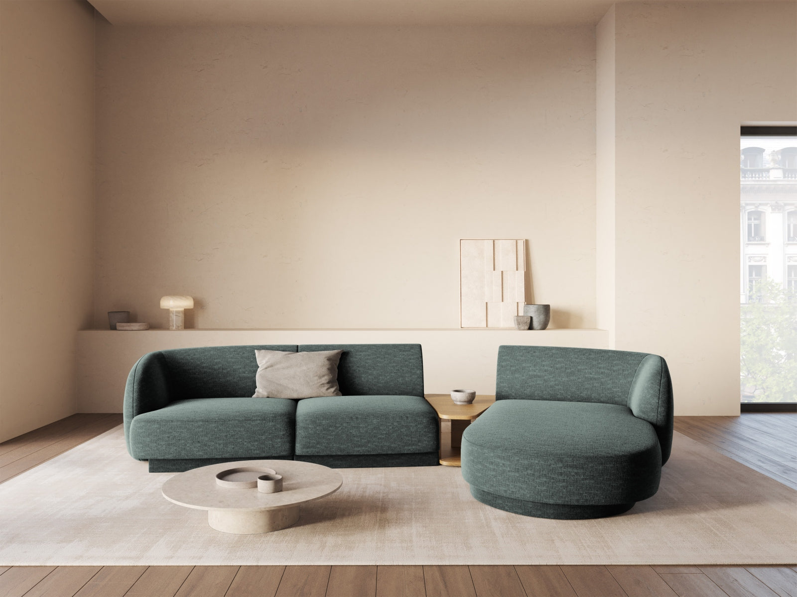 Miley Modulares Sofa rechts 3 Sitzer in Petrol präsentiert im Onlineshop von KAQTU Design AG. L-Sofa rechts ist von Micadoni