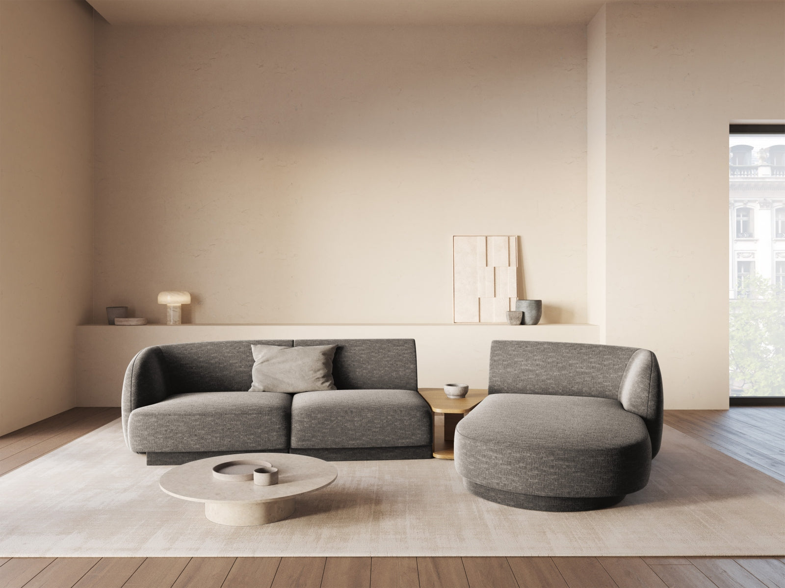 Miley Modulares Sofa rechts 3 Sitzer in Grey präsentiert im Onlineshop von KAQTU Design AG. L-Sofa rechts ist von Micadoni