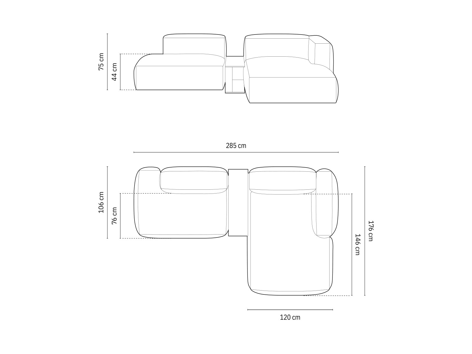 Martina Modulares Ecksofa rechts 2 Sitzer in Light Beige präsentiert im Onlineshop von KAQTU Design AG. Ecksofa rechts ist von Micadoni