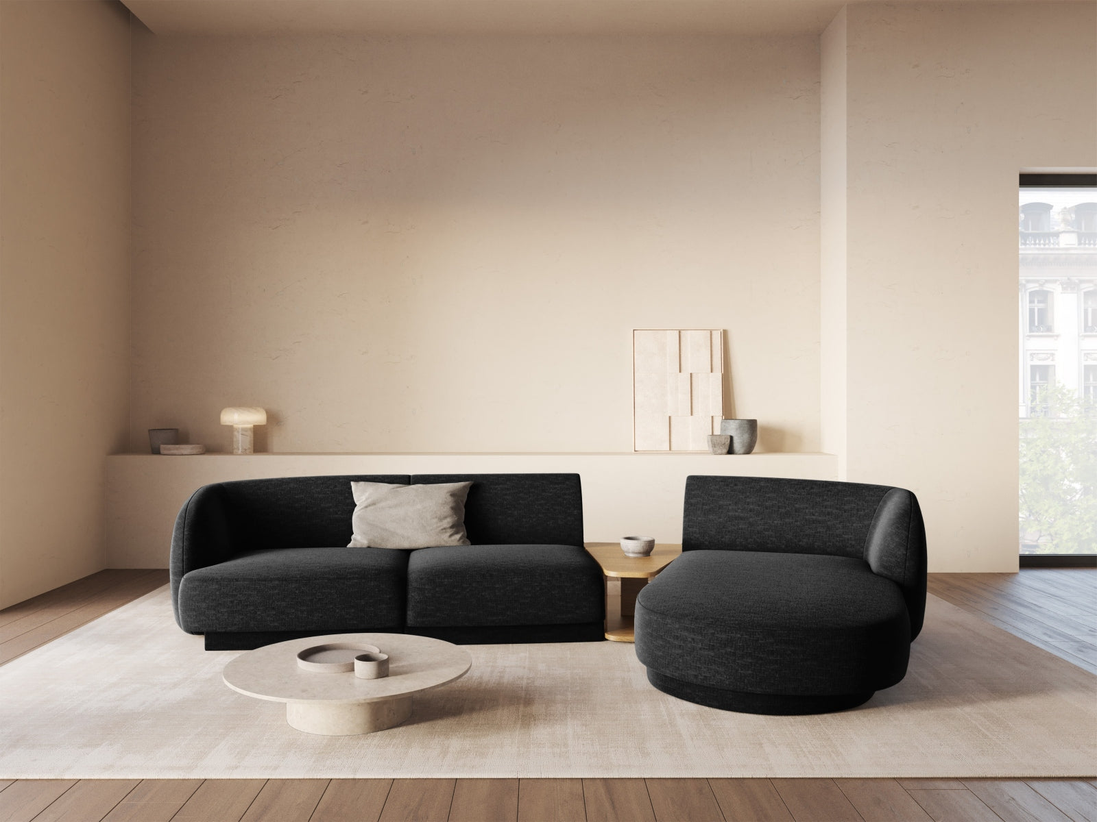 Miley Modulares Sofa rechts 3 Sitzer in Anthracite präsentiert im Onlineshop von KAQTU Design AG. L-Sofa rechts ist von Micadoni