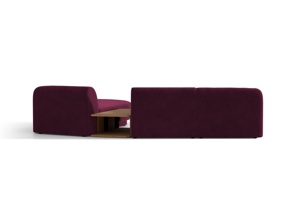 Braunes modulares Sofa Miley von Micadoni mit Baloo-Stoffbezug, schwarzen Kunststofffüssen und L-förmiger Ausrichtung nach rechts.