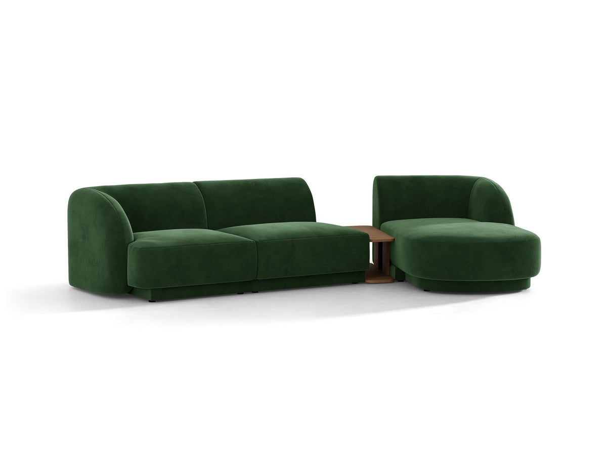 Braunes modulares Sofa Miley von Micadoni mit Baloo-Stoffbezug, schwarzen Kunststofffüssen und L-förmiger Ausrichtung nach rechts.