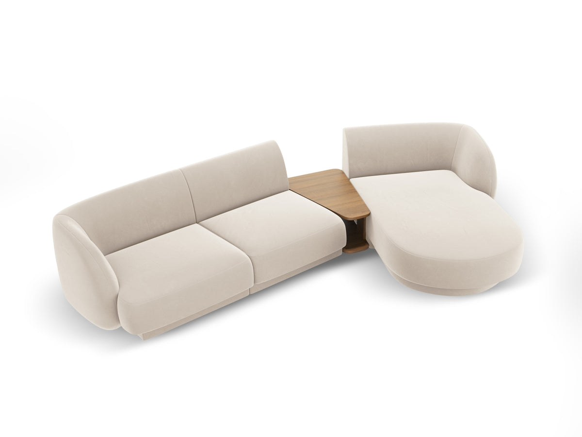 Miley Velour modulares Sofa rechts 3 Sitzer in Light Beige-Bluvel präsentiert im Onlineshop von KAQTU Design AG. L-Sofa rechts ist von Micadoni