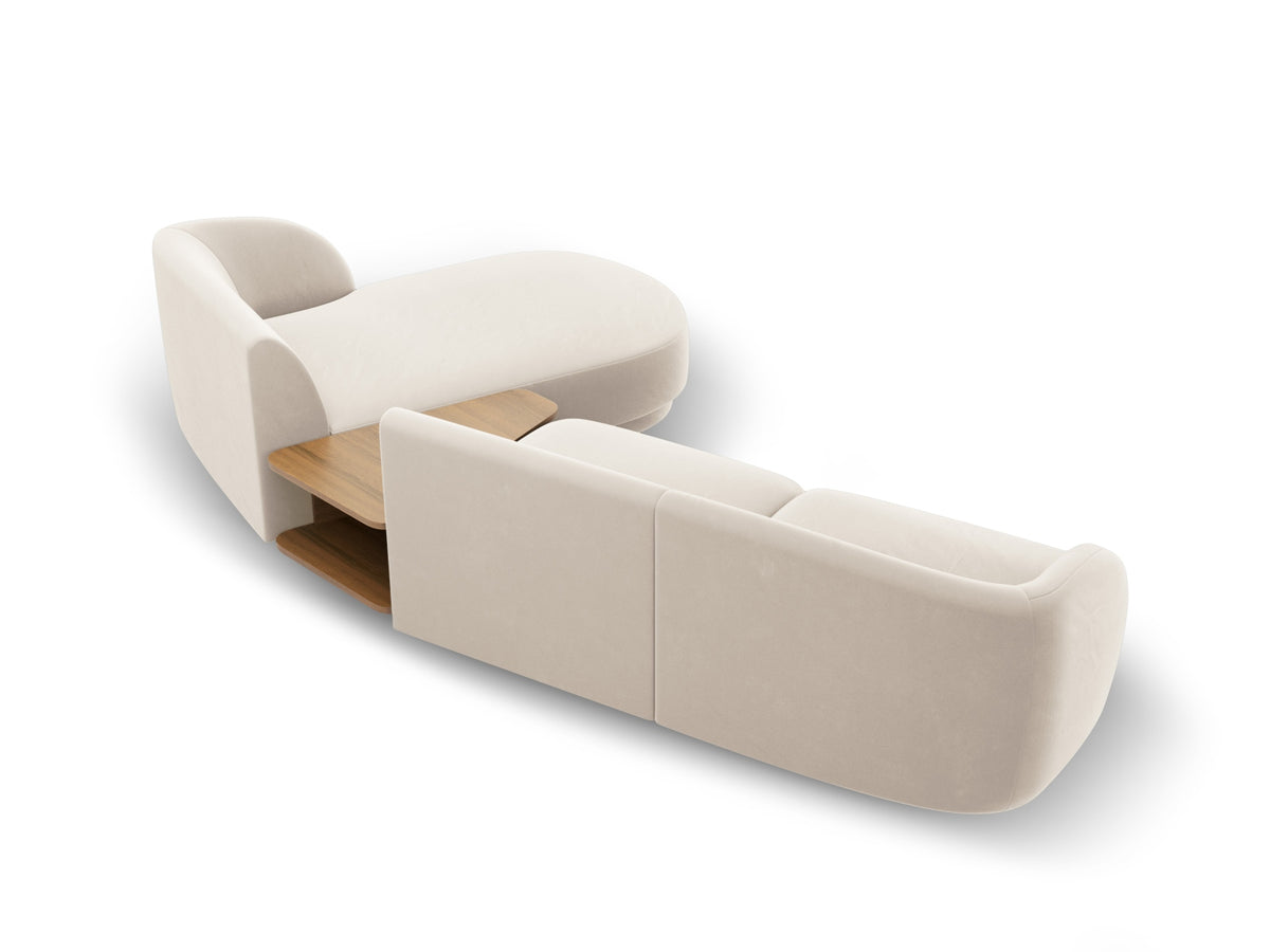 Miley Velour modulares Sofa rechts 3 Sitzer in Light Beige-Bluvel präsentiert im Onlineshop von KAQTU Design AG. L-Sofa rechts ist von Micadoni