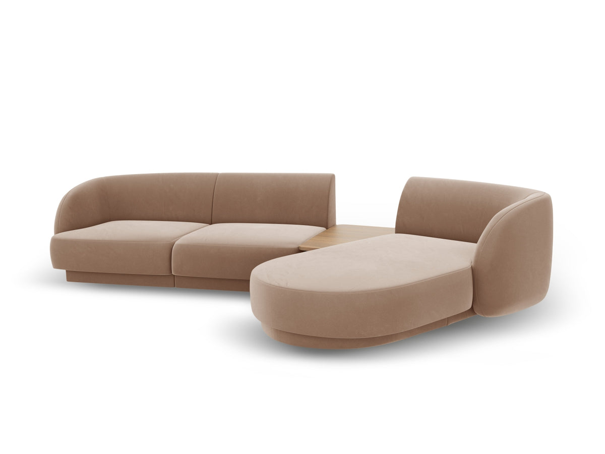Miley Velour modulares Sofa rechts 3 Sitzer in Cappuccino-Bluvel präsentiert im Onlineshop von KAQTU Design AG. L-Sofa rechts ist von Micadoni