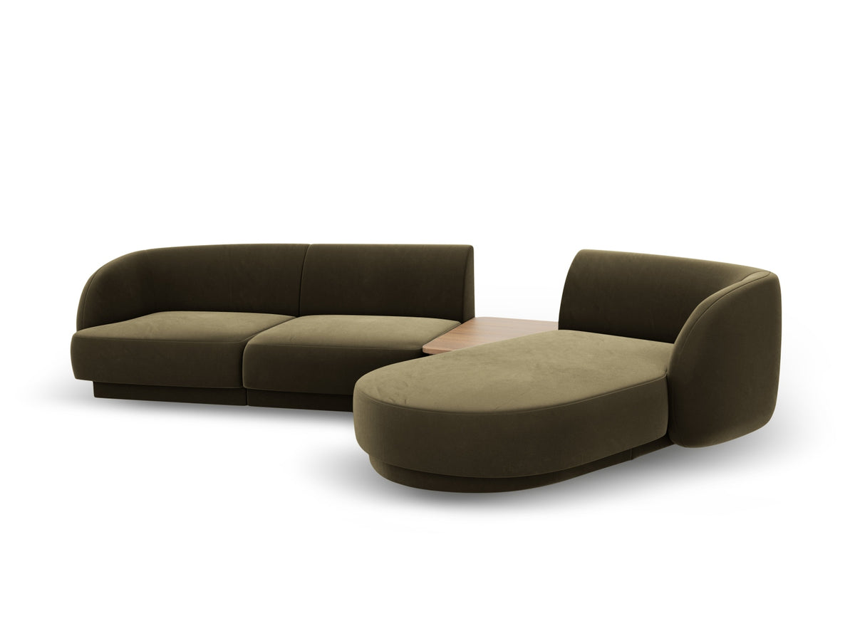 Miley Velour modulares Sofa rechts 3 Sitzer in Green-Bluvel präsentiert im Onlineshop von KAQTU Design AG. L-Sofa rechts ist von Micadoni