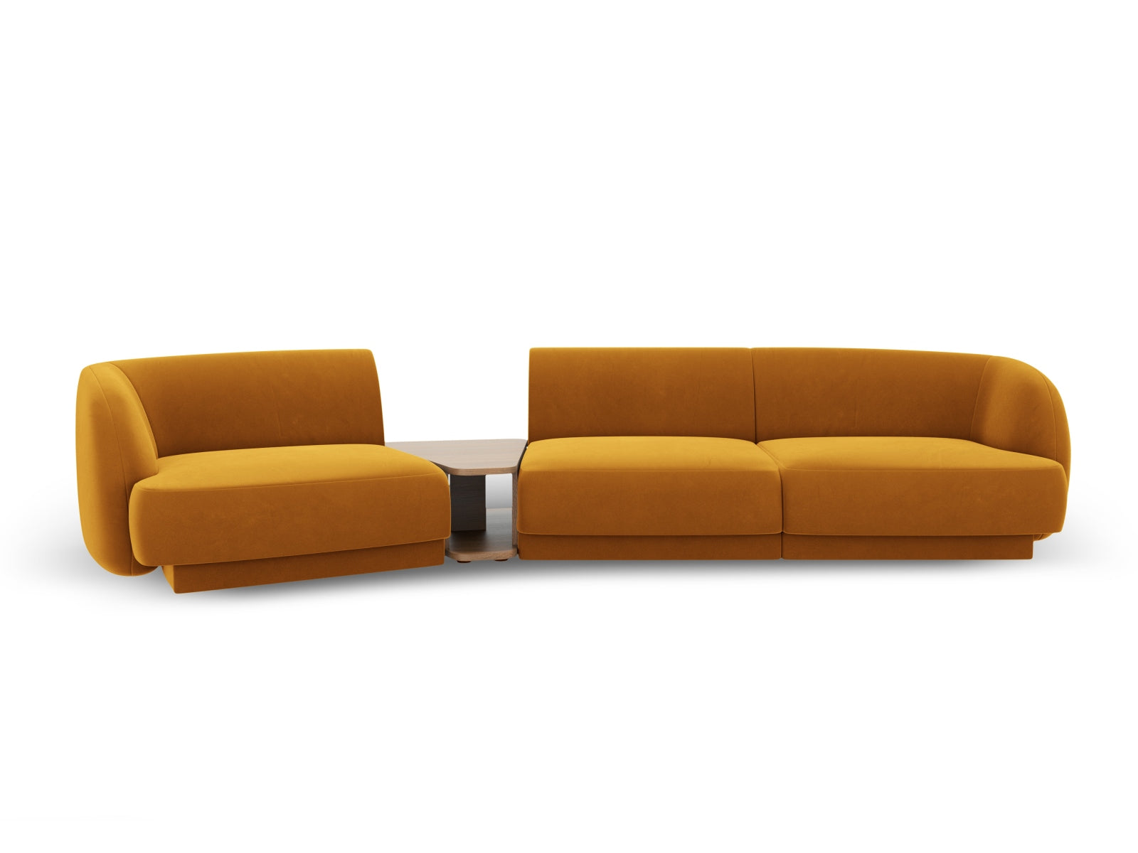 Miley Velour modulares Sofa links 3 Sitzer in Yellow präsentiert im Onlineshop von KAQTU Design AG. L-Sofa links ist von Micadoni