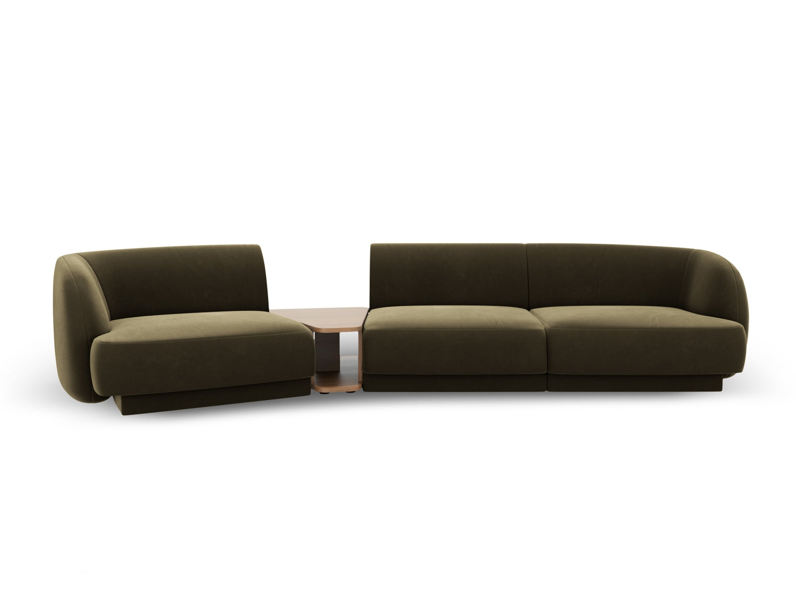 Miley Velour modulares Sofa links 3 Sitzer in Green präsentiert im Onlineshop von KAQTU Design AG. L-Sofa links ist von Micadoni