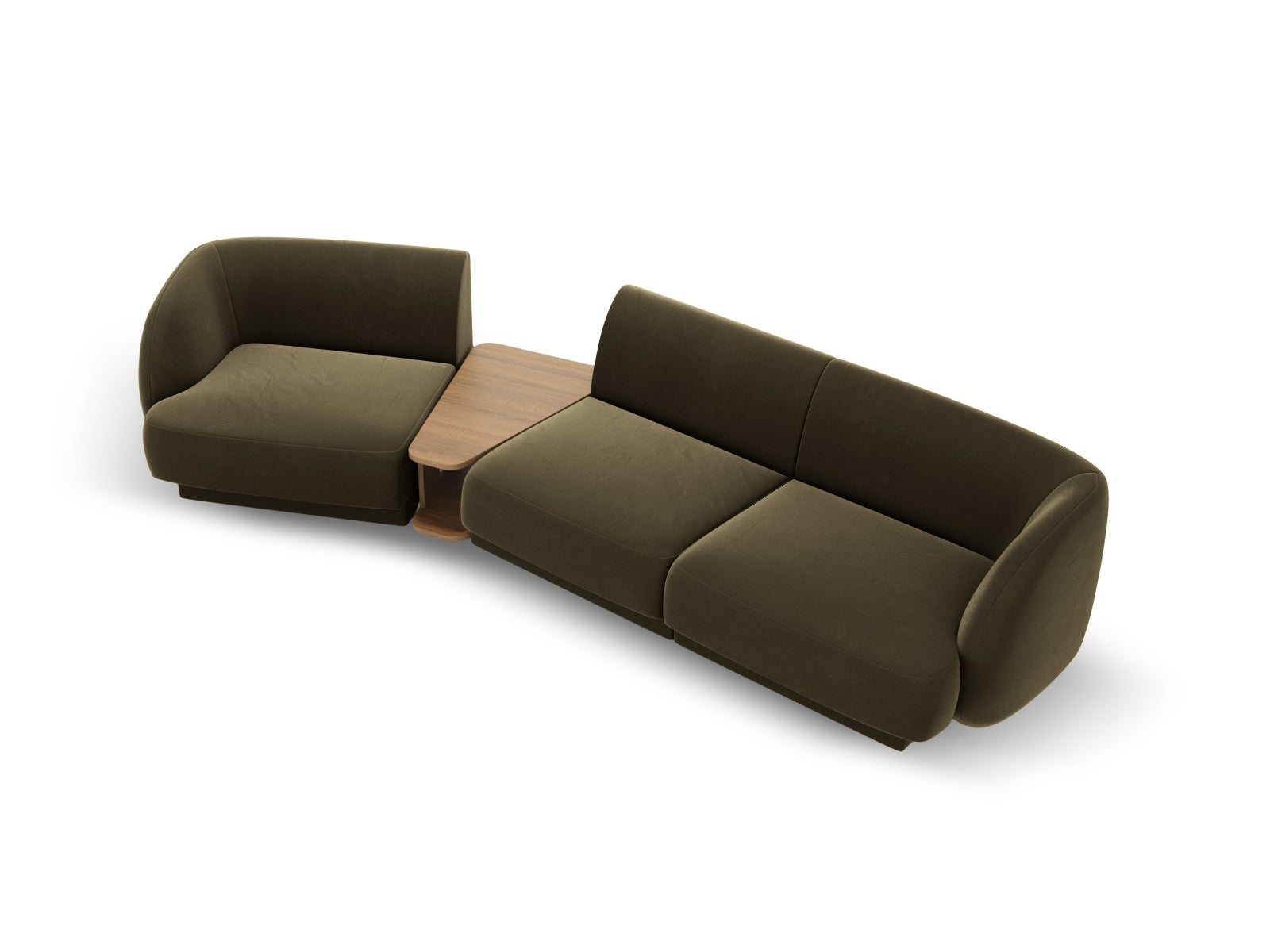 Miley Velour modulares Sofa links 3 Sitzer in Green präsentiert im Onlineshop von KAQTU Design AG. L-Sofa links ist von Micadoni