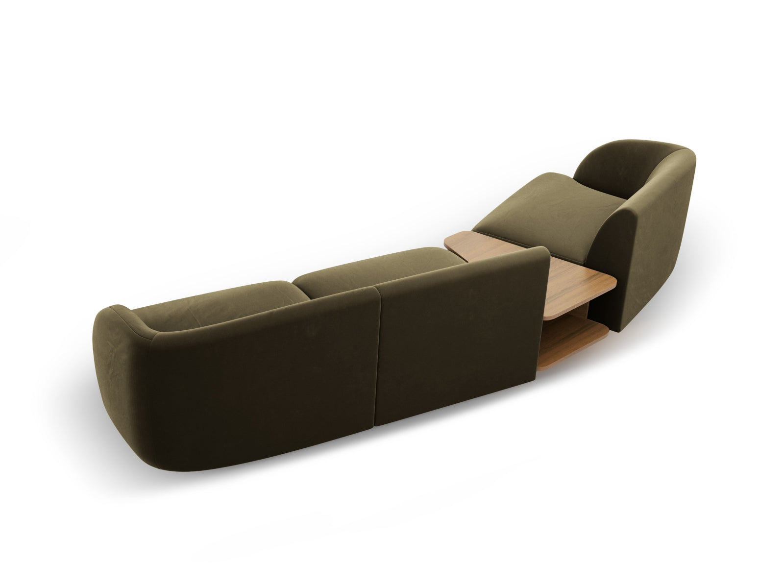 Miley Velour modulares Sofa links 3 Sitzer in Green präsentiert im Onlineshop von KAQTU Design AG. L-Sofa links ist von Micadoni