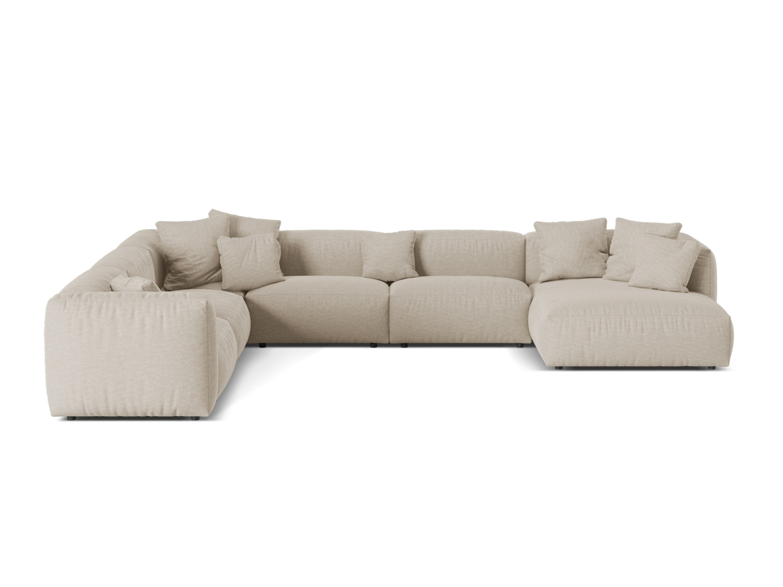 Modulares 6-Sitzer Ecksofa Martina in linker Variante, perfekt für stilvolle Wohnräume und entspannte Stunden mit Freunden.