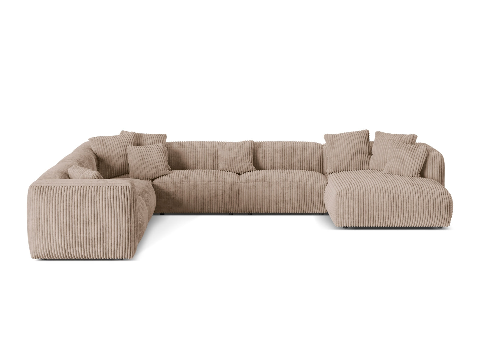 Modulares 6-Sitzer Ecksofa Martina in linksseitiger Ausführung, stilvolles Design und komfortable Polsterung für Ihr Wohnzimmer.
