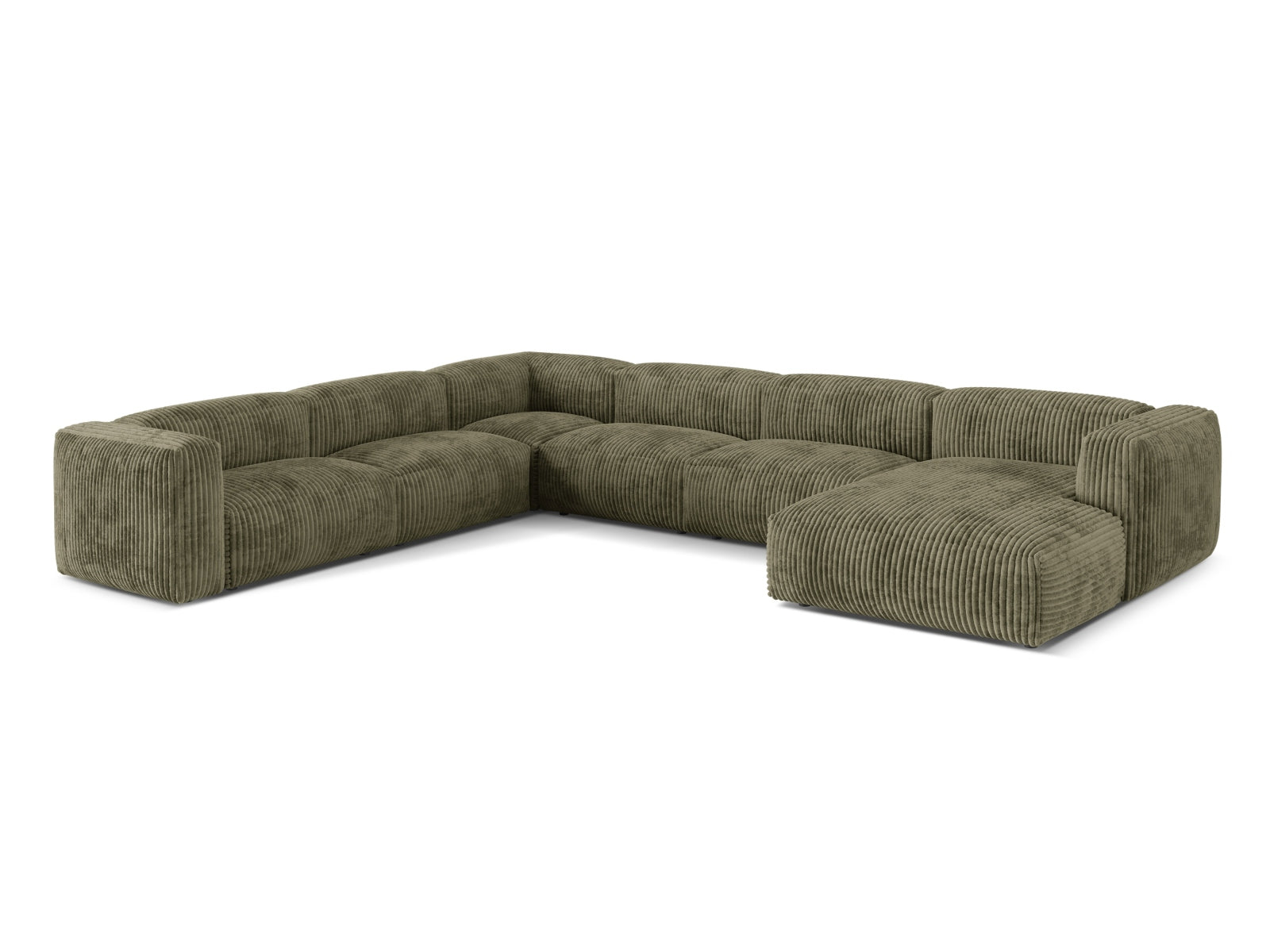 Modulares 6-Sitzer Ecksofa Martina in linker Variante, perfekt für stilvolle Wohnräume und entspannte Stunden mit Freunden.