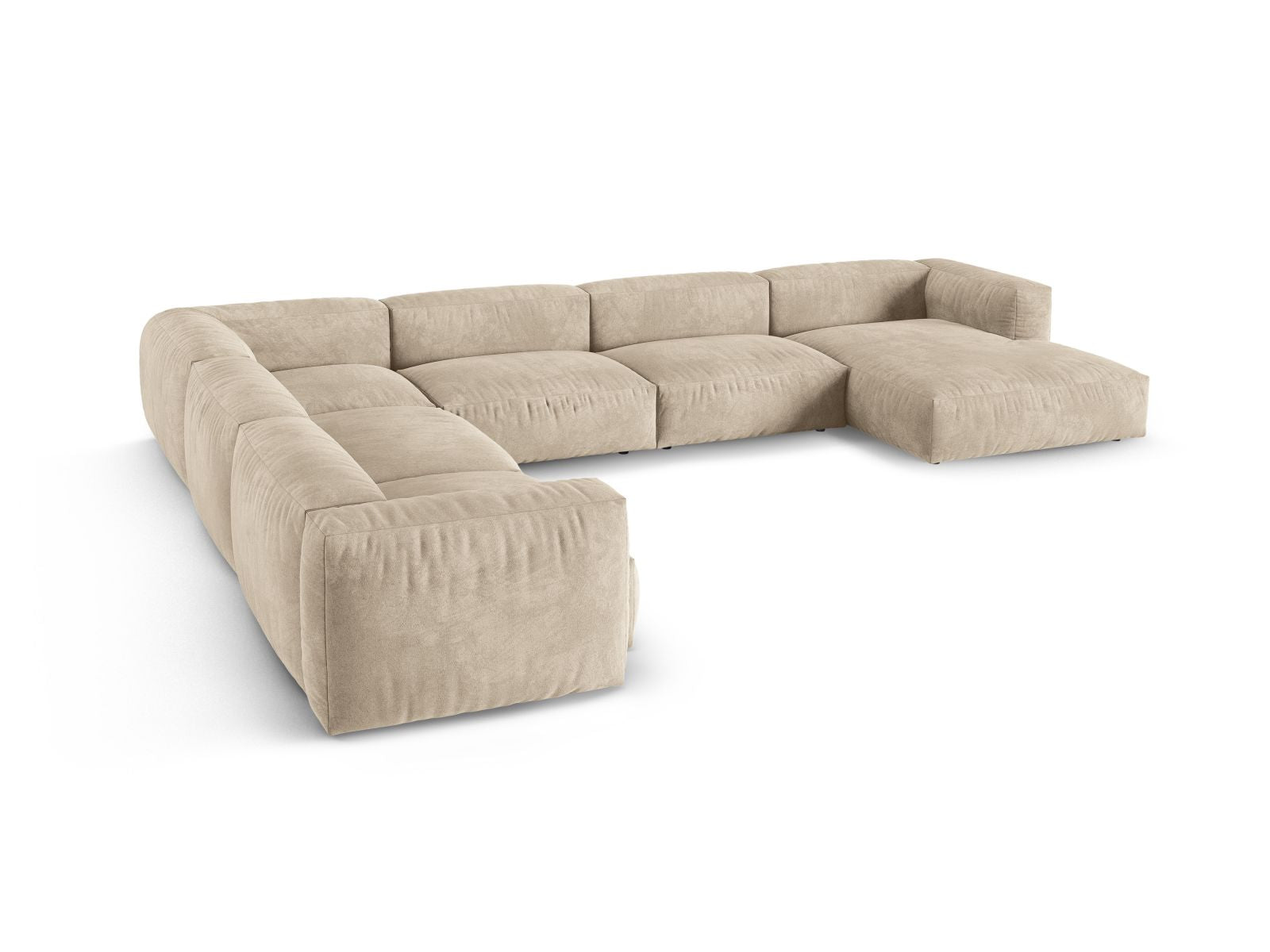 Elegantes 6-Sitzer Ecksofa links XL Martina in warmem Beige, ideal für stilvolle Wohnräume und gesellige Abende.