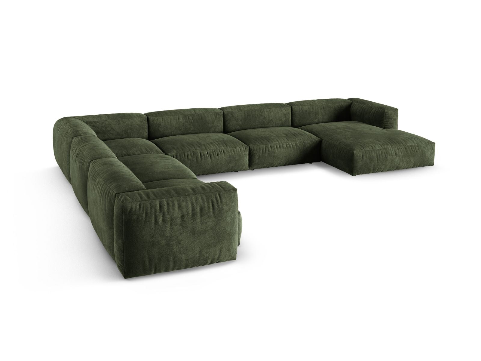 Elegantes 6-Sitzer Ecksofa links XL Martina in trendigem Green-Vogue, ideal für stilvolle und komfortable Wohnräume von Micadoni.