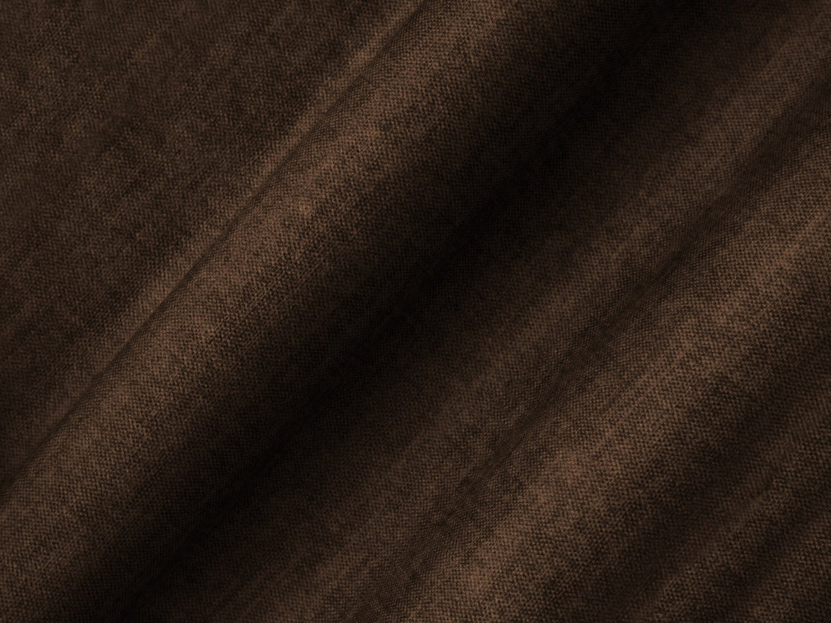 Modulares Ecksofa links von Micadoni in Schokoladenbraun mit Veloursstoff-Bezug, Kunststoffbeinen und grosszügiger Sitzfläche.