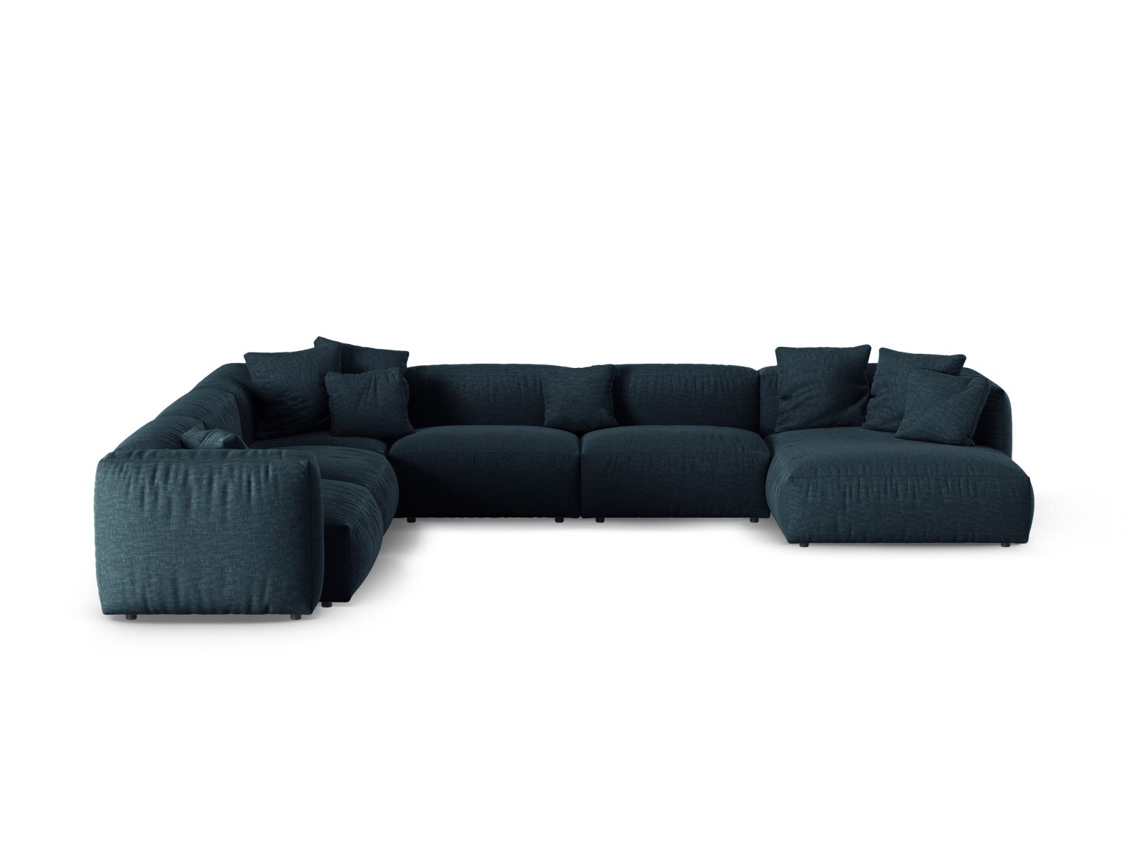 Modulares 6-Sitzer Ecksofa Martina in stilvollem Moss Green-Tilia, ideal für großzügige Wohnräume und entspannte Stunden mit Freunden.
