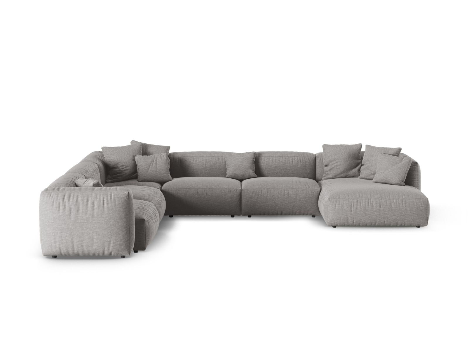 Modulares 6-Sitzer Ecksofa Martina in trendigem Moss Green-Tilia, ideal für gemütliche Zusammenkünfte und modernes Wohndesign.