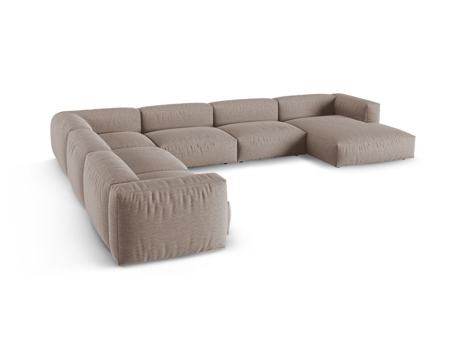Stylisches 6-Sitzer Ecksofa XL Martina in elegantem Dunkelbeige, ideal für großzügige Wohnräume und entspannte Stunden.
