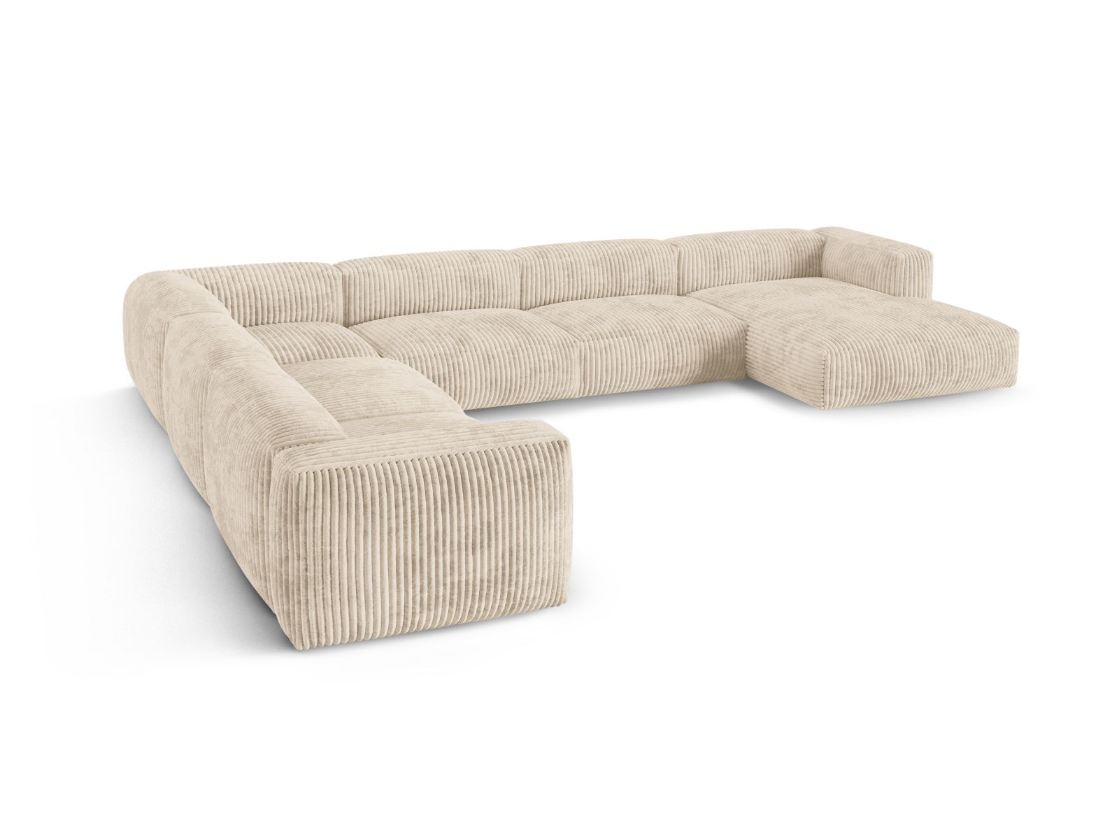 Stylisches XL Ecksofa Martina für 6 Personen in hellem Beige, ideal für entspannte Abende und stilvolle Einrichtung.
