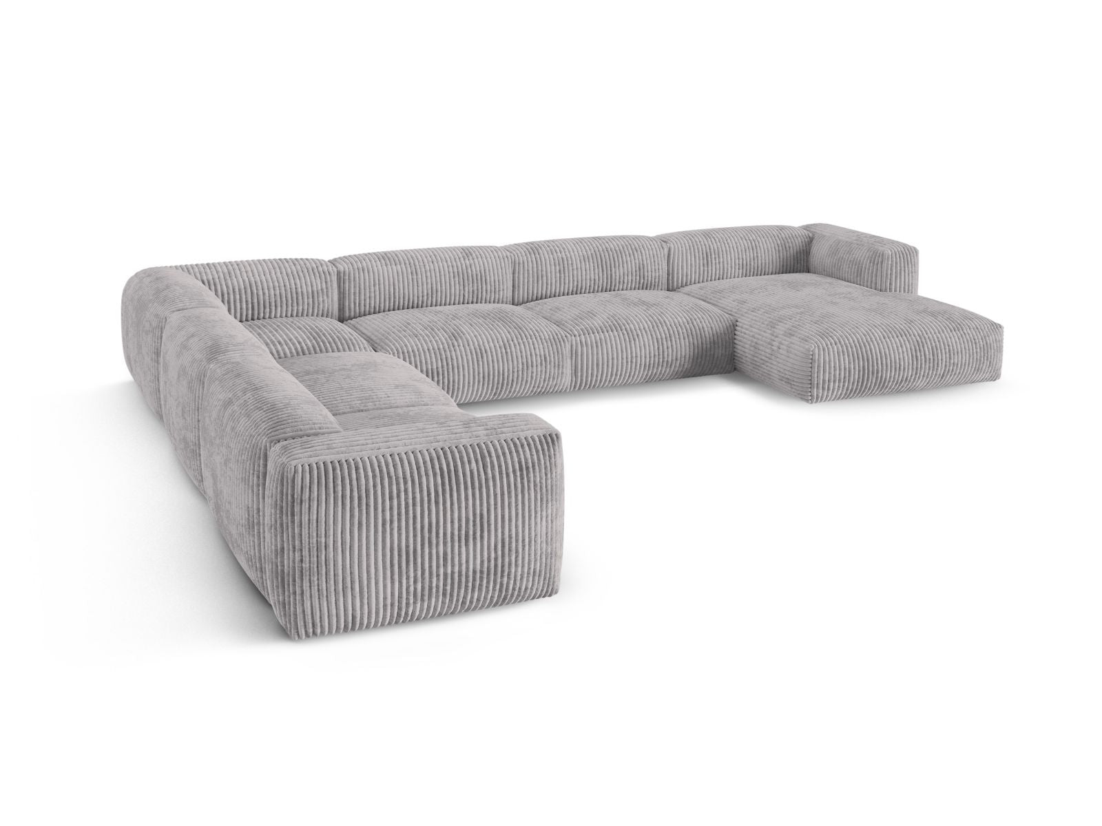 Stylisches, großzügiges 6-Sitzer Ecksofa XL Martina in sanftem Grau, ideal für komfortable und moderne Wohnräume von Micadoni.
