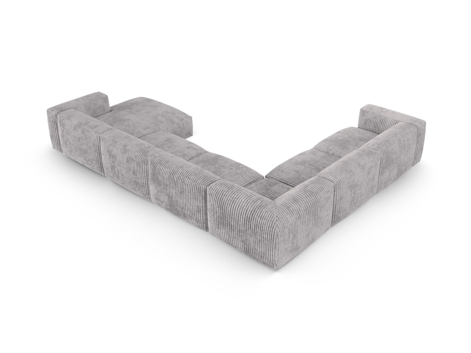 Elegantes 6-Sitzer Ecksofa XL Martina in sanftem Grau, perfekt für stilvolle und geräumige Wohnzimmer von Micadoni.