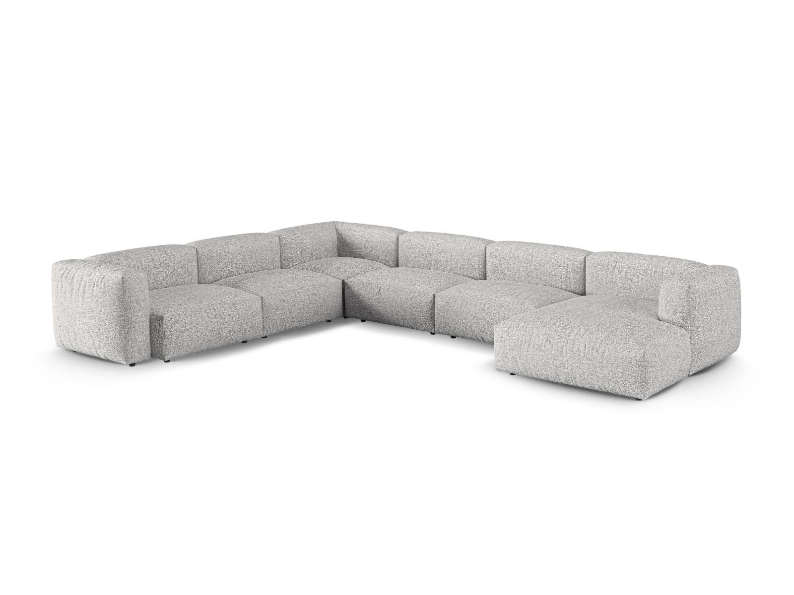 Elegantes 6-Sitzer Ecksofa links XL Martina in Silver-Monet, ideal für stilvolle Wohnräume, präsentiert von Micadoni.