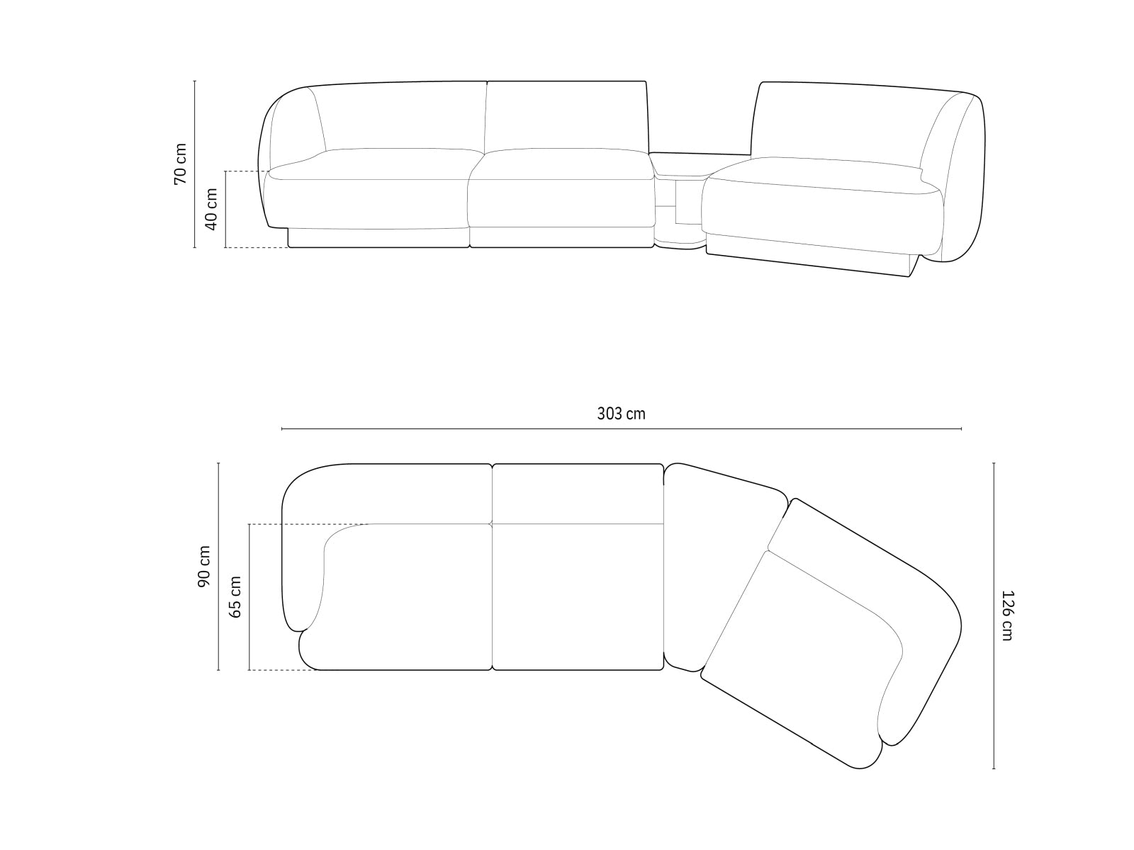 Miley Modulares Sofa rechts 3 Sitzer in White präsentiert im Onlineshop von KAQTU Design AG. L-Sofa rechts ist von Micadoni