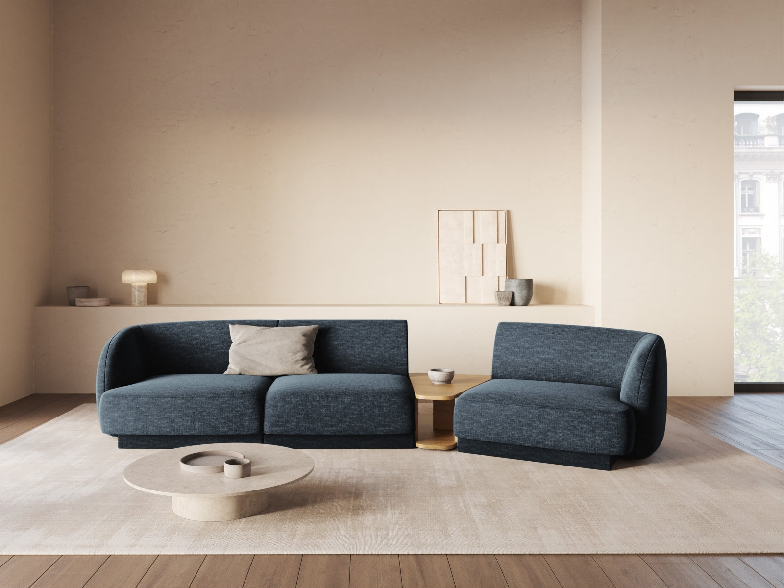 Miley Modulares Sofa rechts 3 Sitzer in Royal Blue präsentiert im Onlineshop von KAQTU Design AG. L-Sofa rechts ist von Micadoni