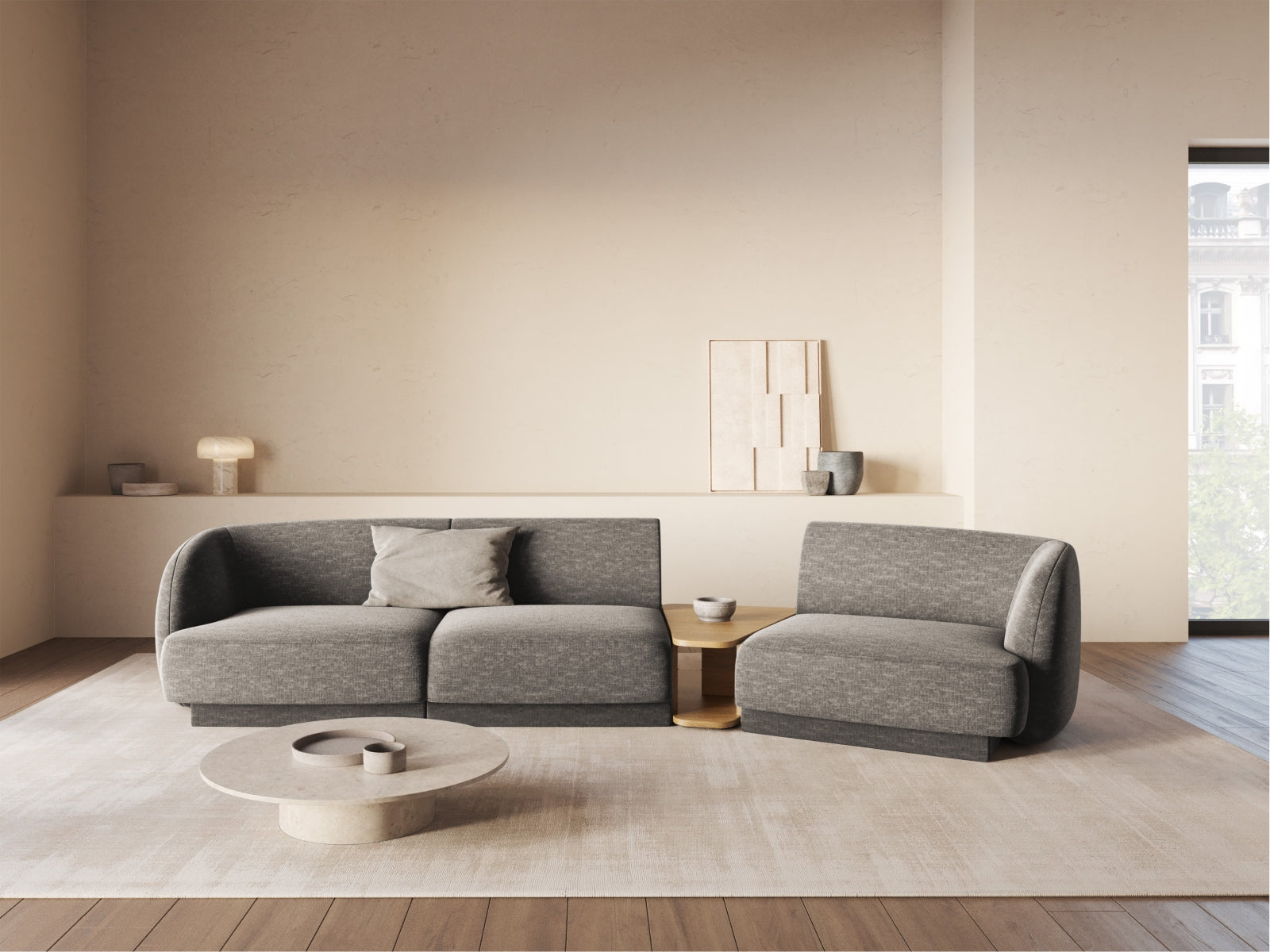Miley Modulares Sofa rechts 3 Sitzer in Grey präsentiert im Onlineshop von KAQTU Design AG. L-Sofa rechts ist von Micadoni