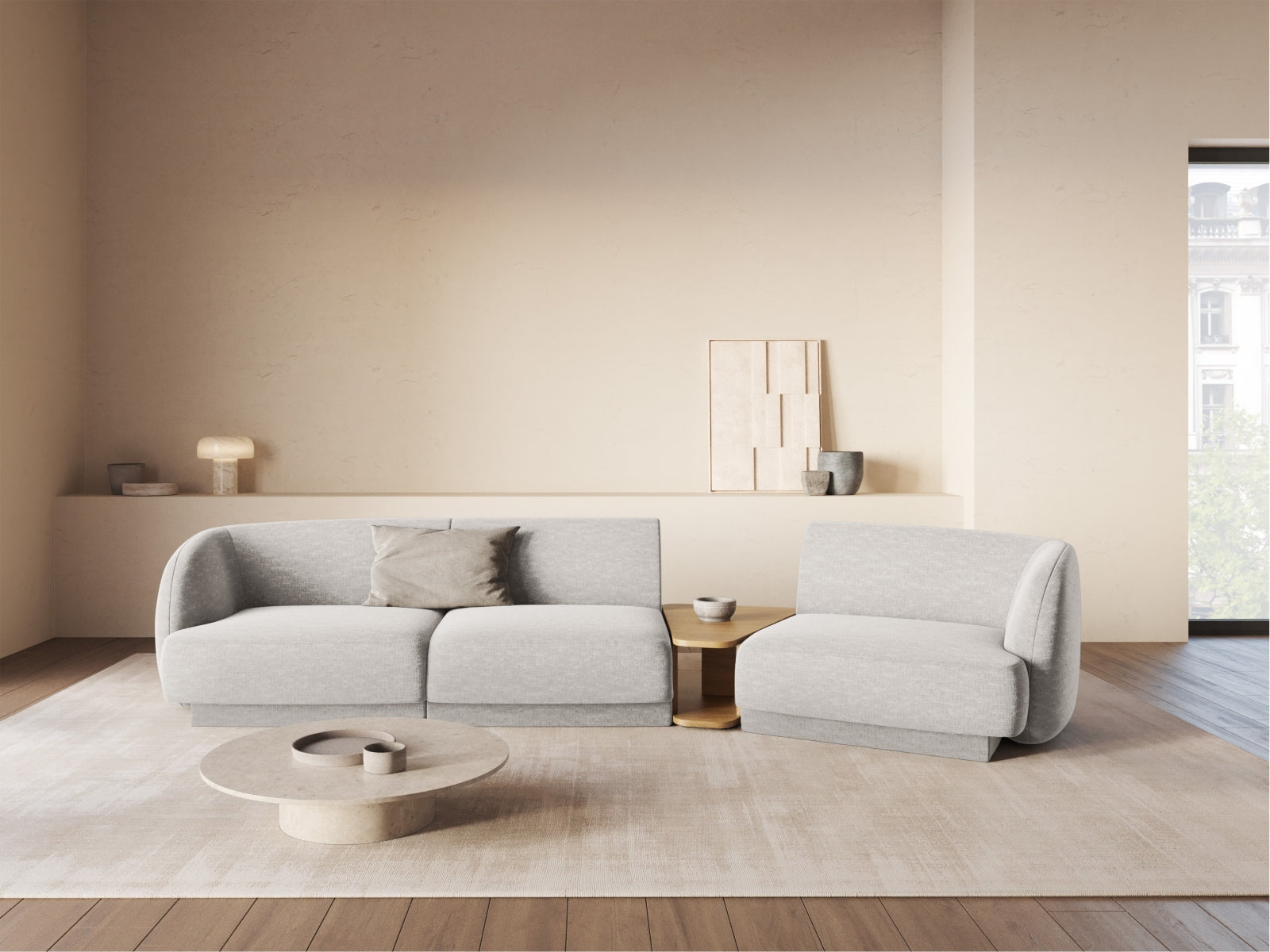 Miley Modulares Sofa rechts 3 Sitzer in Silver präsentiert im Onlineshop von KAQTU Design AG. L-Sofa rechts ist von Micadoni