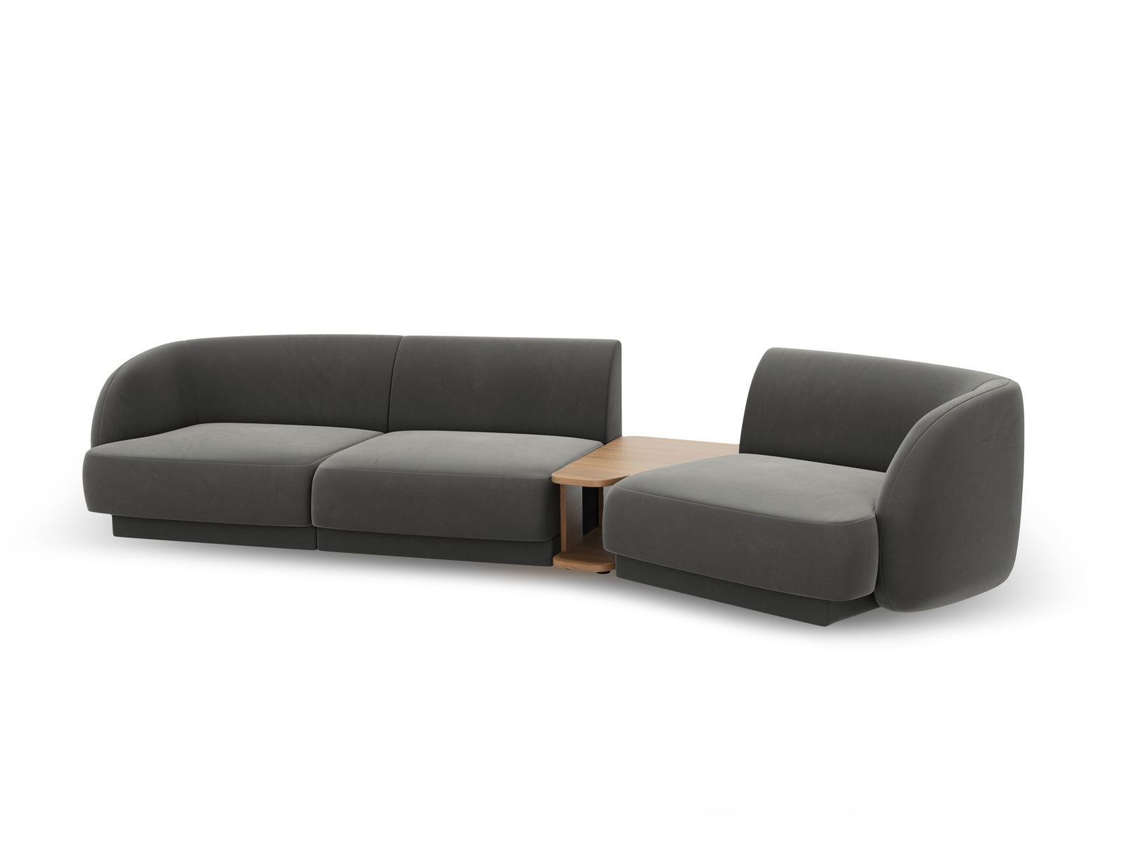 Miley Velour modulares Sofa rechts 3 Sitzer in Light Grey präsentiert im Onlineshop von KAQTU Design AG. L-Sofa rechts ist von Micadoni