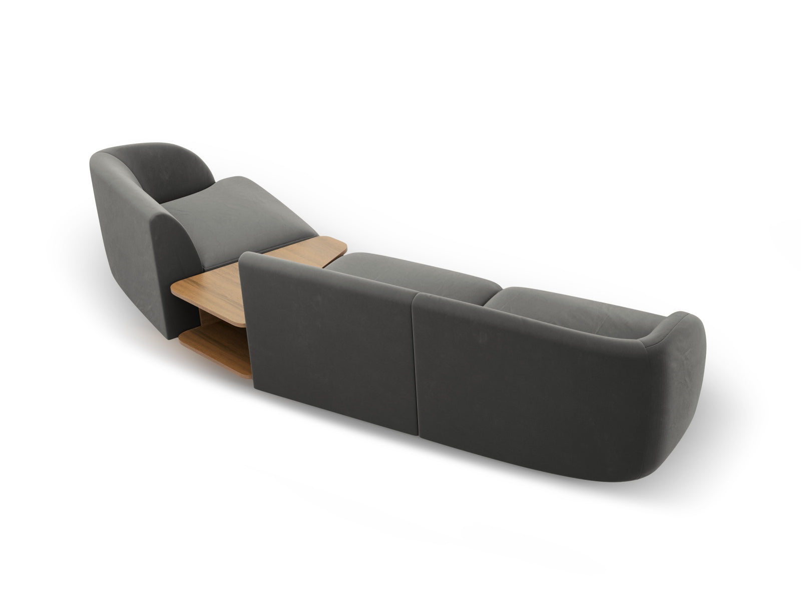 Miley Velour modulares Sofa rechts 3 Sitzer in Light Grey präsentiert im Onlineshop von KAQTU Design AG. L-Sofa rechts ist von Micadoni