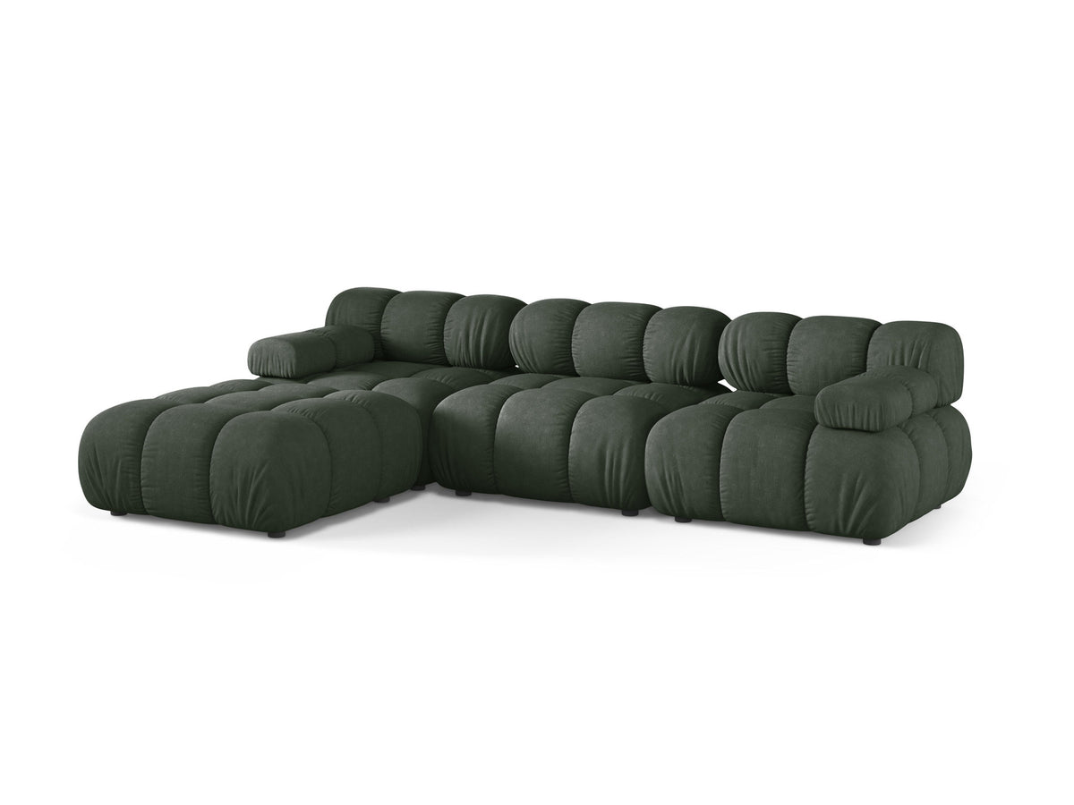 Bellis Modulares Sofa 4-Sitzer von Micadoni, L-Sofa links in Cappuccino-Liberty mit Massivholzrahmen und schwarzen Kunststoffbeinen