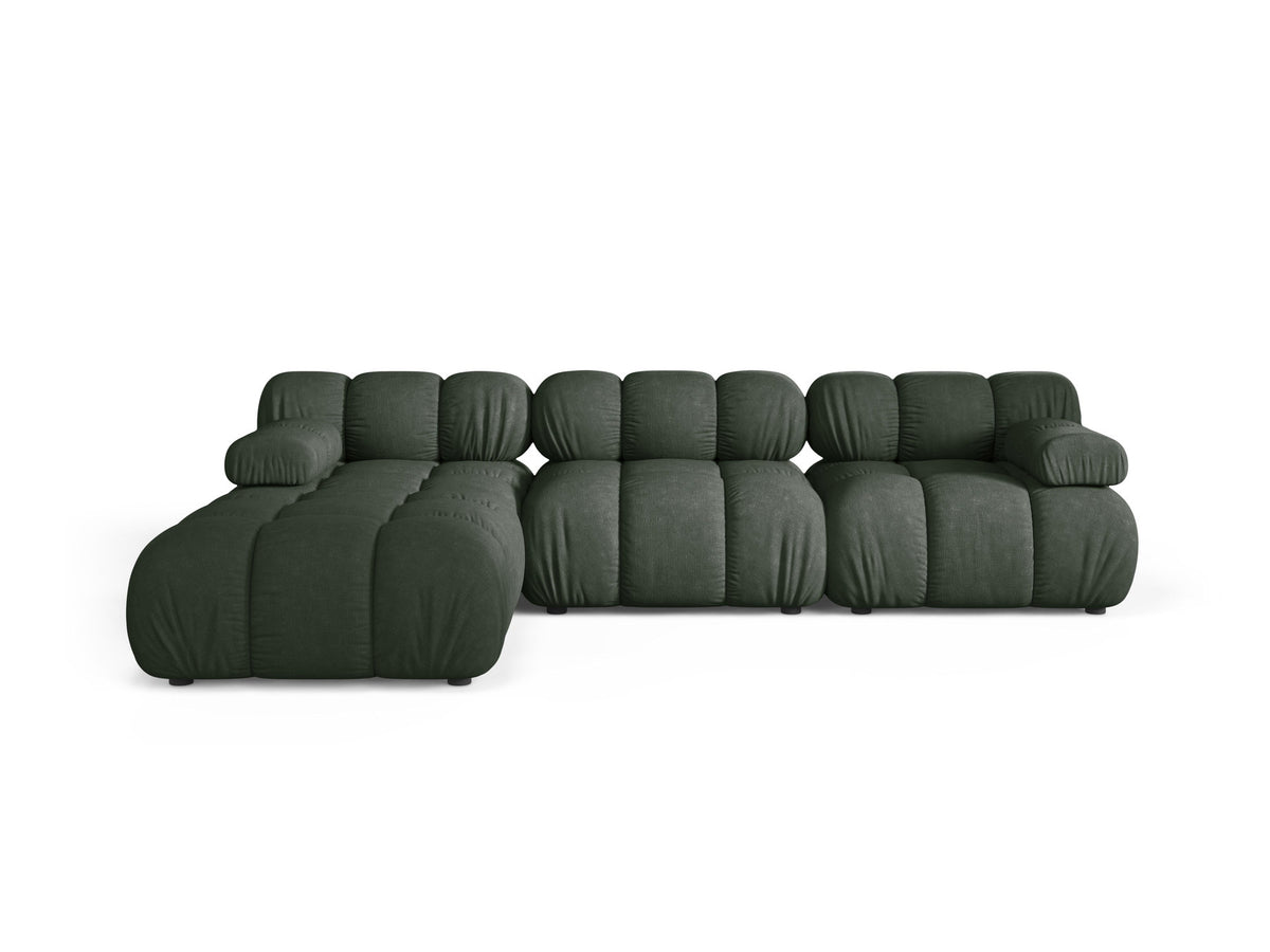 Bellis Modulares Sofa 4-Sitzer von Micadoni, L-Sofa links in Cappuccino-Liberty mit Massivholzrahmen und schwarzen Kunststoffbeinen
