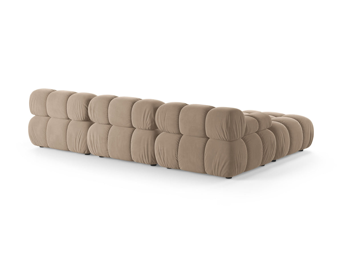 Bellis Modulares Sofa 4-Sitzer von Micadoni, L-Sofa links in Cappuccino-Liberty mit Massivholzrahmen und schwarzen Kunststoffbeinen