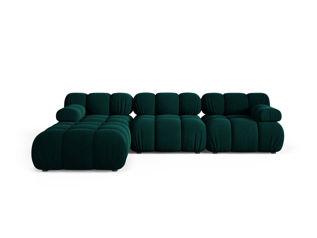 Bellis Modulares Sofa 4-Sitzer von Micadoni, L-Sofa links in Cappuccino-Liberty mit Massivholzrahmen und schwarzen Kunststoffbeinen