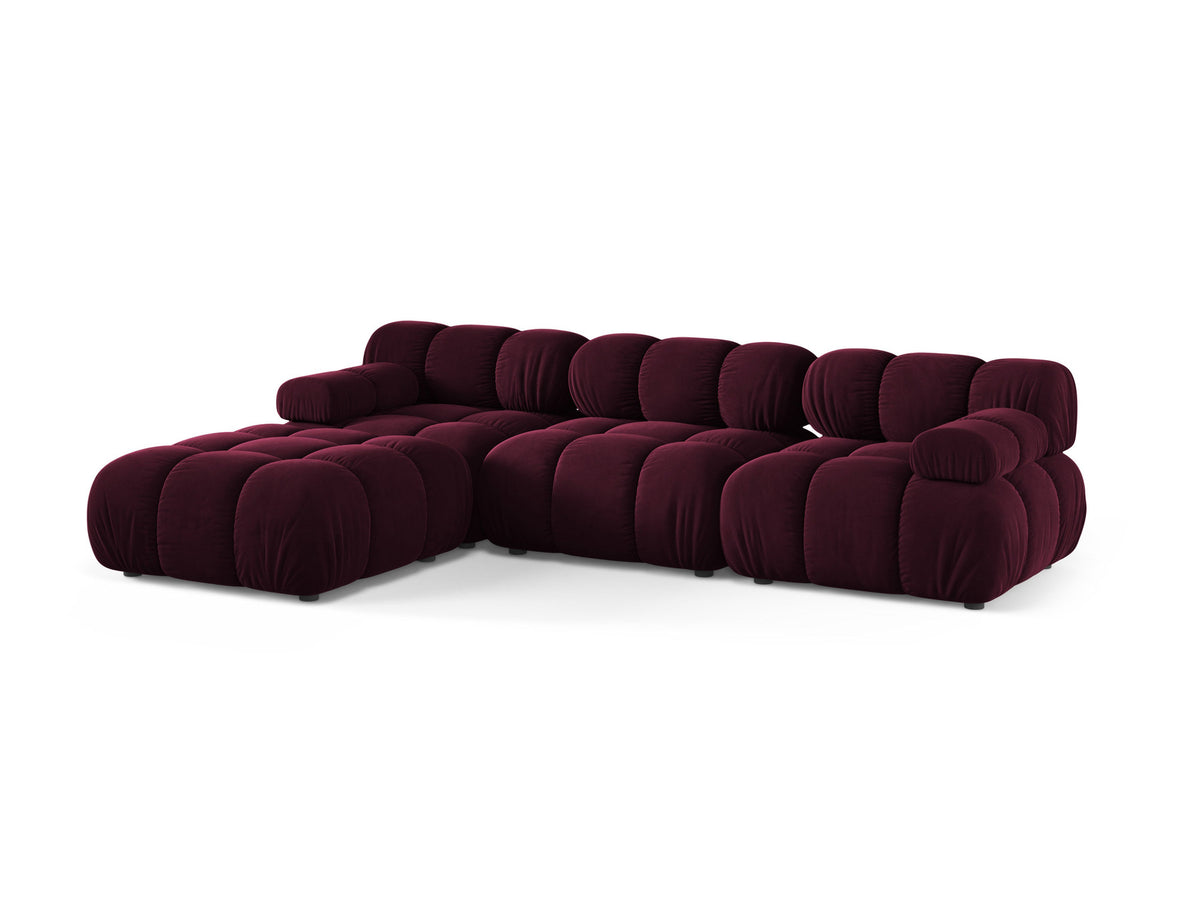 Bellis Modulares Sofa 4-Sitzer von Micadoni, L-Sofa links in Cappuccino-Liberty mit Massivholzrahmen und schwarzen Kunststoffbeinen