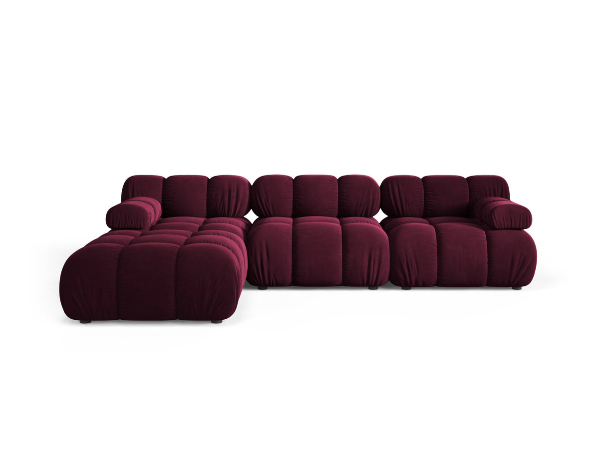 Bellis Modulares Sofa 4-Sitzer von Micadoni, L-Sofa links in Cappuccino-Liberty mit Massivholzrahmen und schwarzen Kunststoffbeinen