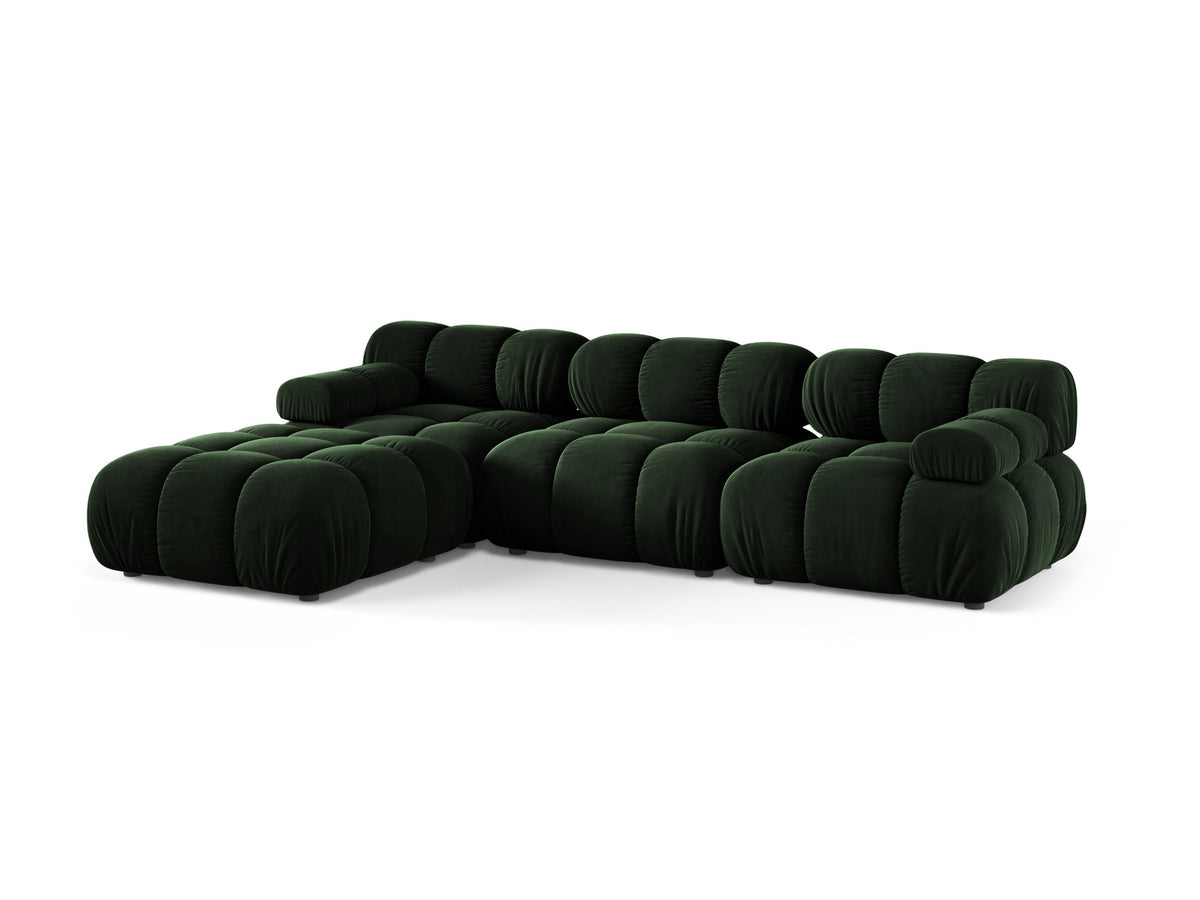 Bellis Modulares Sofa 4-Sitzer von Micadoni, L-Sofa links in Cappuccino-Liberty mit Massivholzrahmen und schwarzen Kunststoffbeinen