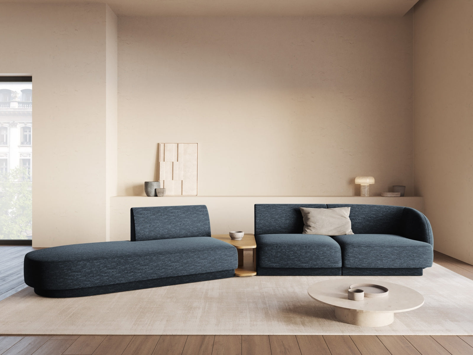 Miley Modulares Sofa links 4 Sitzer in Royal Blue präsentiert im Onlineshop von KAQTU Design AG. L-Sofa links ist von Micadoni