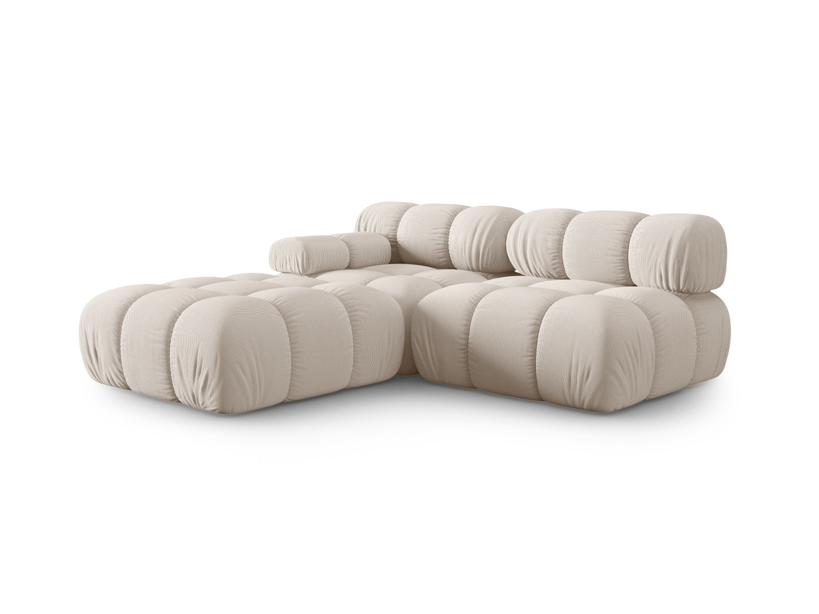 Modulares Bellis Sofa links, 4-Sitzer in sanftem Beige, perfekt für moderne Wohnkonzepte. Hochwertige Verarbeitung von Micadoni.