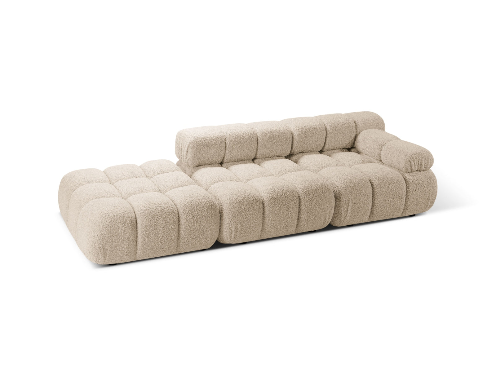 Elegantes Bellis Boucle Sofa in Light Beige, linksseitig, 4-Sitzer, 94 cm, ideal für stilvolle Wohnräume, erhältlich bei KAQTU Design AG.